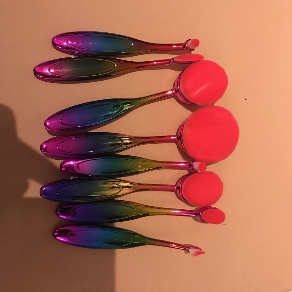 Oval rainbow brushes makeup